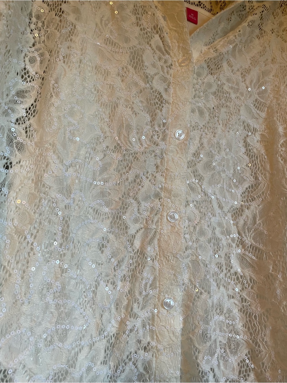 NWT Vince Camuto Sz 1X Ivory Long Sleeve Lace Fold-Collar Blouse Top Ret $109! - Picture 9 of 13